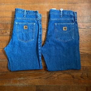 2 pair Carhartt 35x30 B17 DST denim jean relax fit
